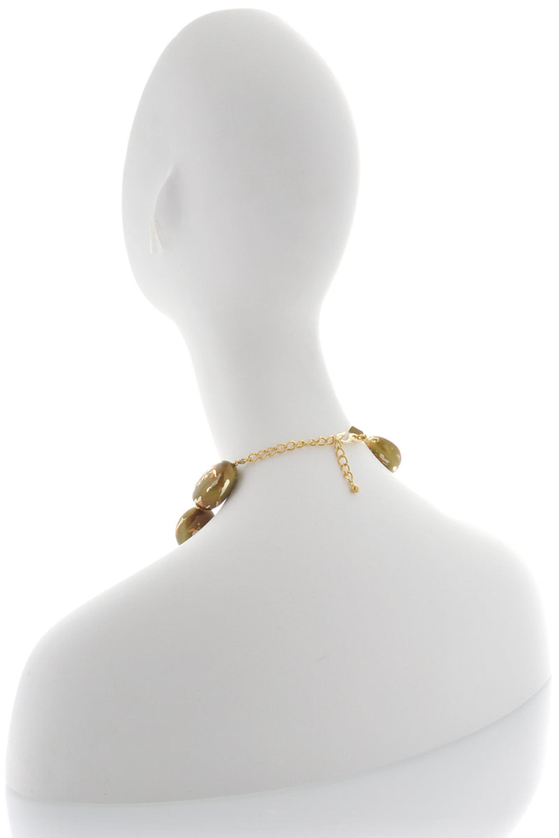 KENNETH JAY LANE CAMOUFLAGE Olive Beads Necklace