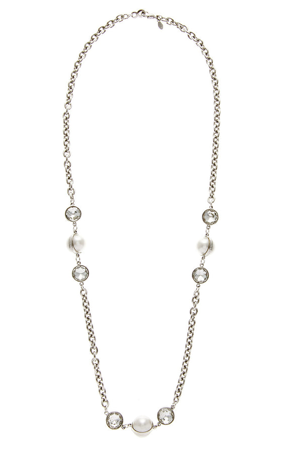 KENNETH JAY LANE CELESTIAL Silver Pearl Necklace