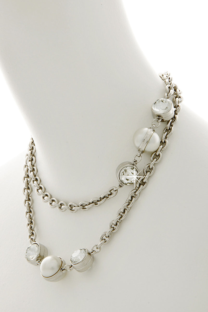 KENNETH JAY LANE CELESTIAL Silver Pearl Necklace