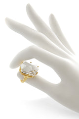 KENNETH JAY LANE CLEAR CRYSTAL Coctail Ring