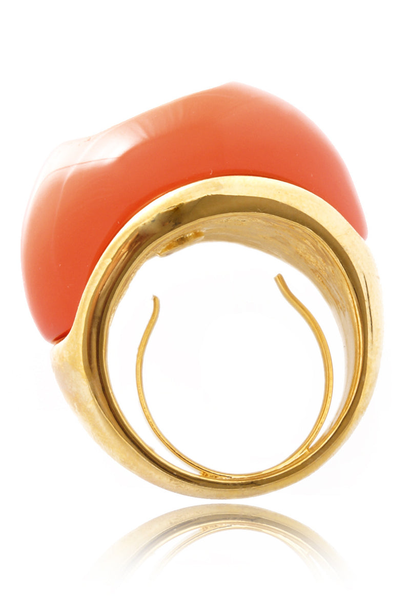 KENNETH JAY LANE Coral Crystal Center Dome Ring