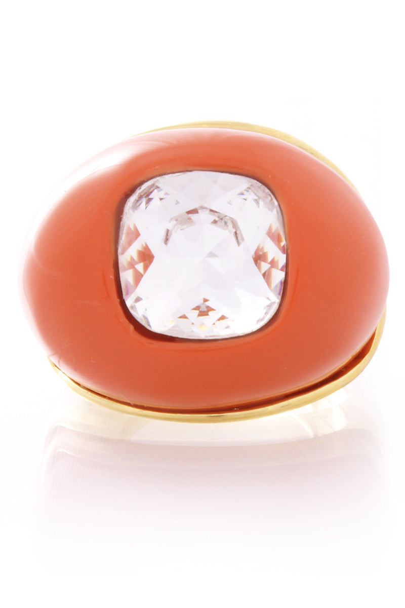 KENNETH JAY LANE Coral Crystal Center Dome Ring