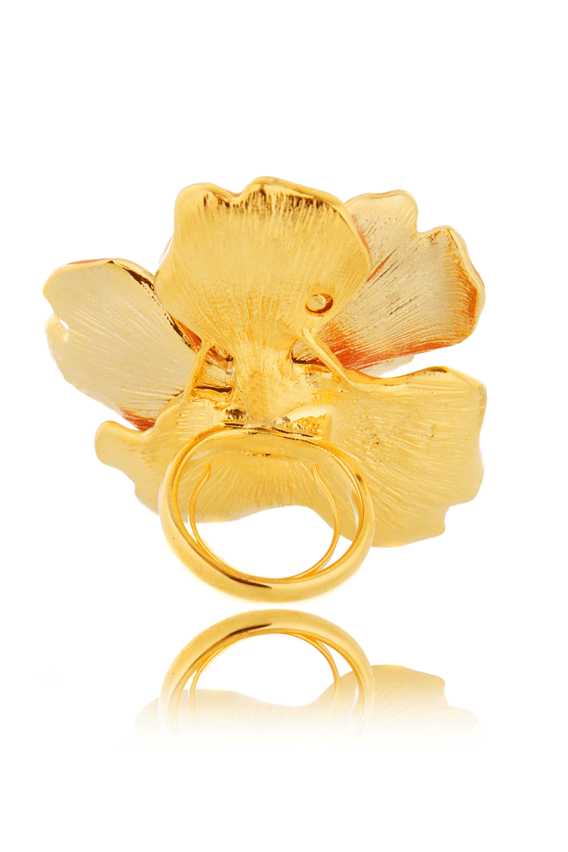 KENNETH JAY LANE FLOWER Coral Large Pearl Ring