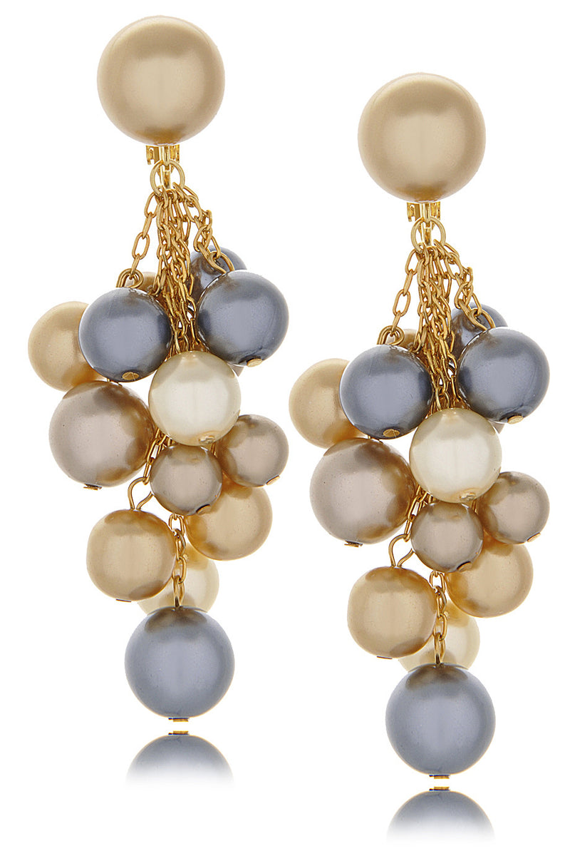 KENNETH JAY LANE - DROP Multi Pearl Clip Earrings Jewelry