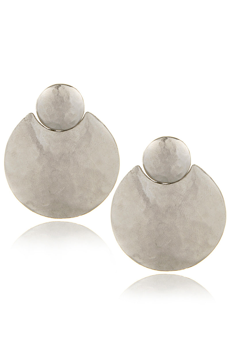 KENNETH JAY LANE ECLIPSE Silver Hammered Earrings