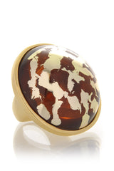 KENNETH JAY LANE ELINA Amber Gold Scraped Button Ring