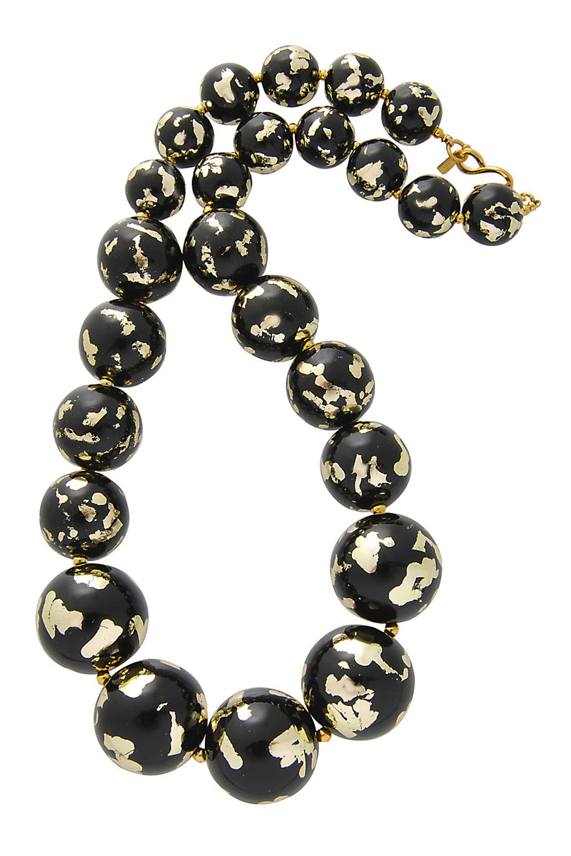 KENNETH JAY LANE Gold Scraped Large Beads Necklace