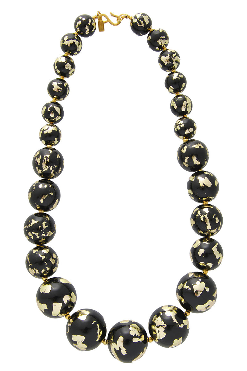 KENNETH JAY LANE Gold Scraped Large Beads Necklace