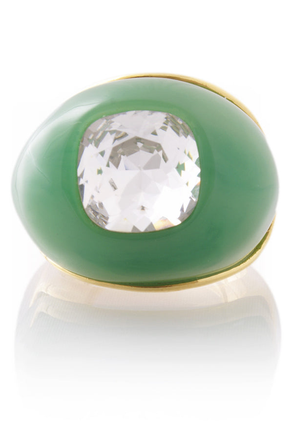 KENNETH JAY LANE Jade Crystal Center Dome Ring