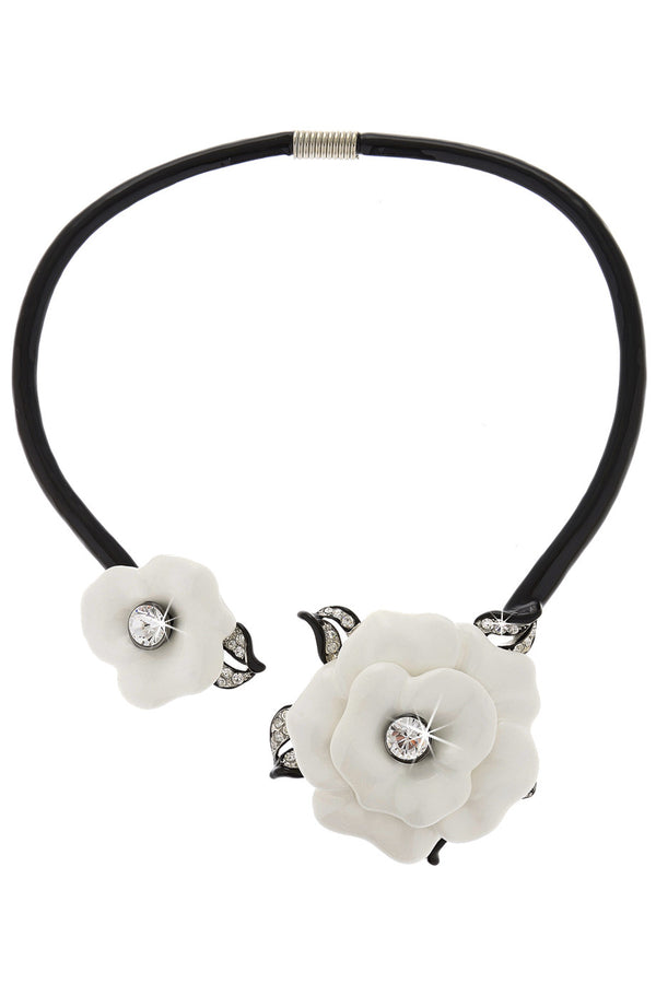 KENNETH JAY LANE - MARENA Floral Black White Necklace | Jewelry