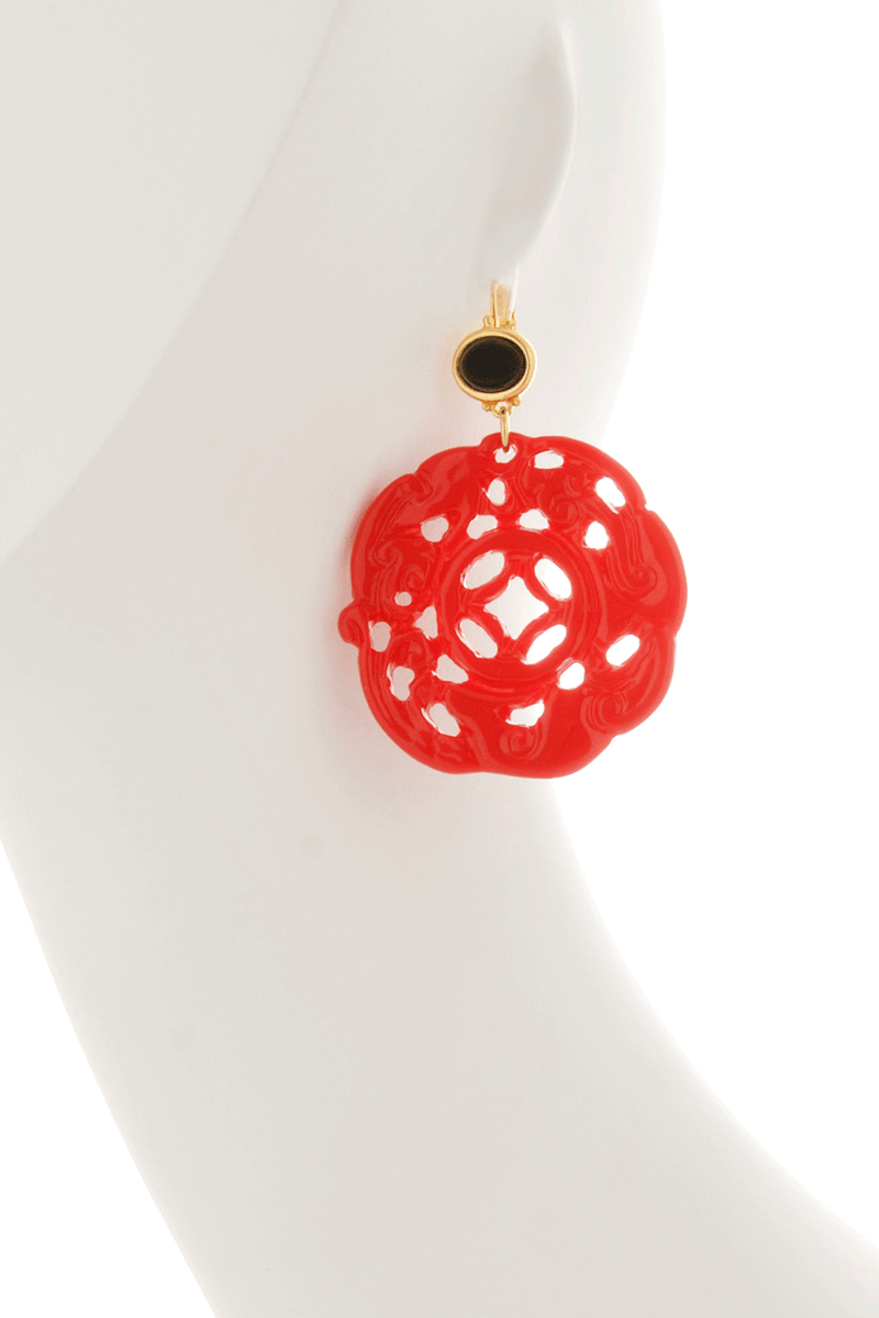 KENNETH JAY LANE Red Carved Wire Earrings – PRET-A-BEAUTE