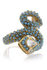 KENNETH JAY LANE - SERPENT Blue Crystal Ring - Women Jewelry