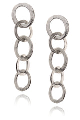 KENNETH JAY LANE SILVER Chain Hammered Earrings