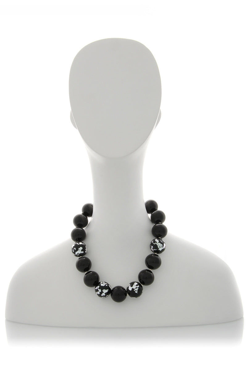 KENNETH JAY LANE SILVER SCRAPED Beads Necklace