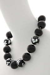 KENNETH JAY LANE SILVER SCRAPED Beads Necklace