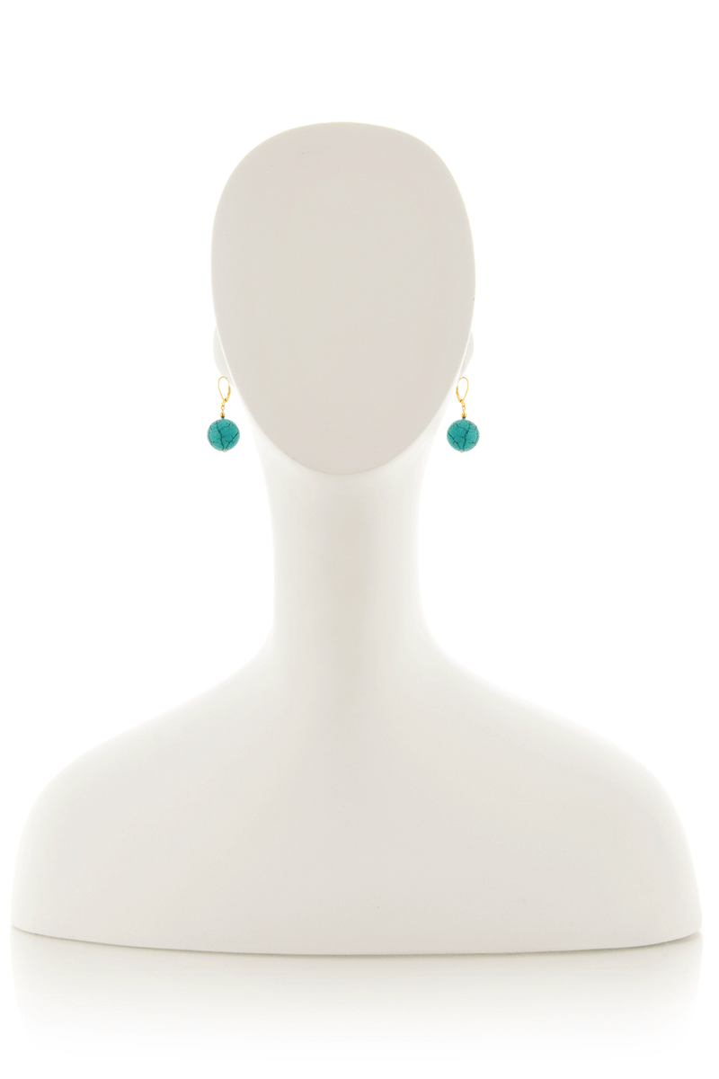 KENNETH JAY LANE STILIA Turquoise Stone Round Earrings