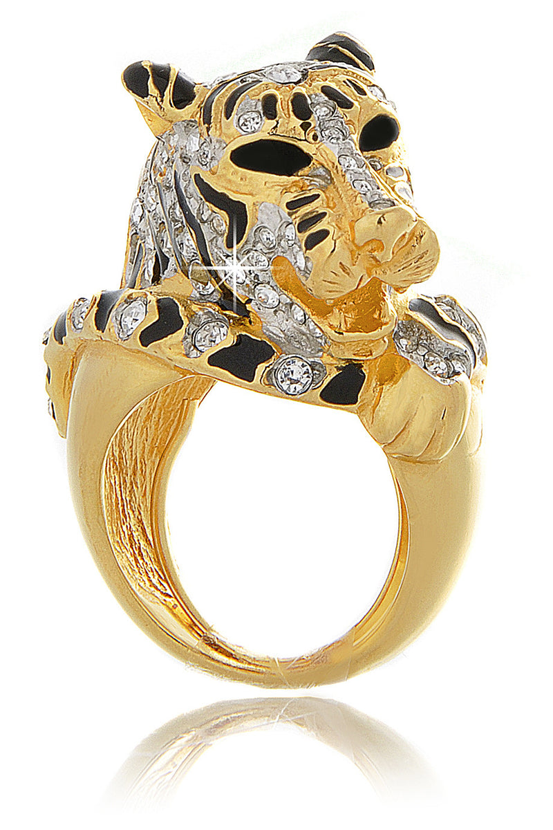 KENNETH JAY LANE TIGER Gold Crystal Ring