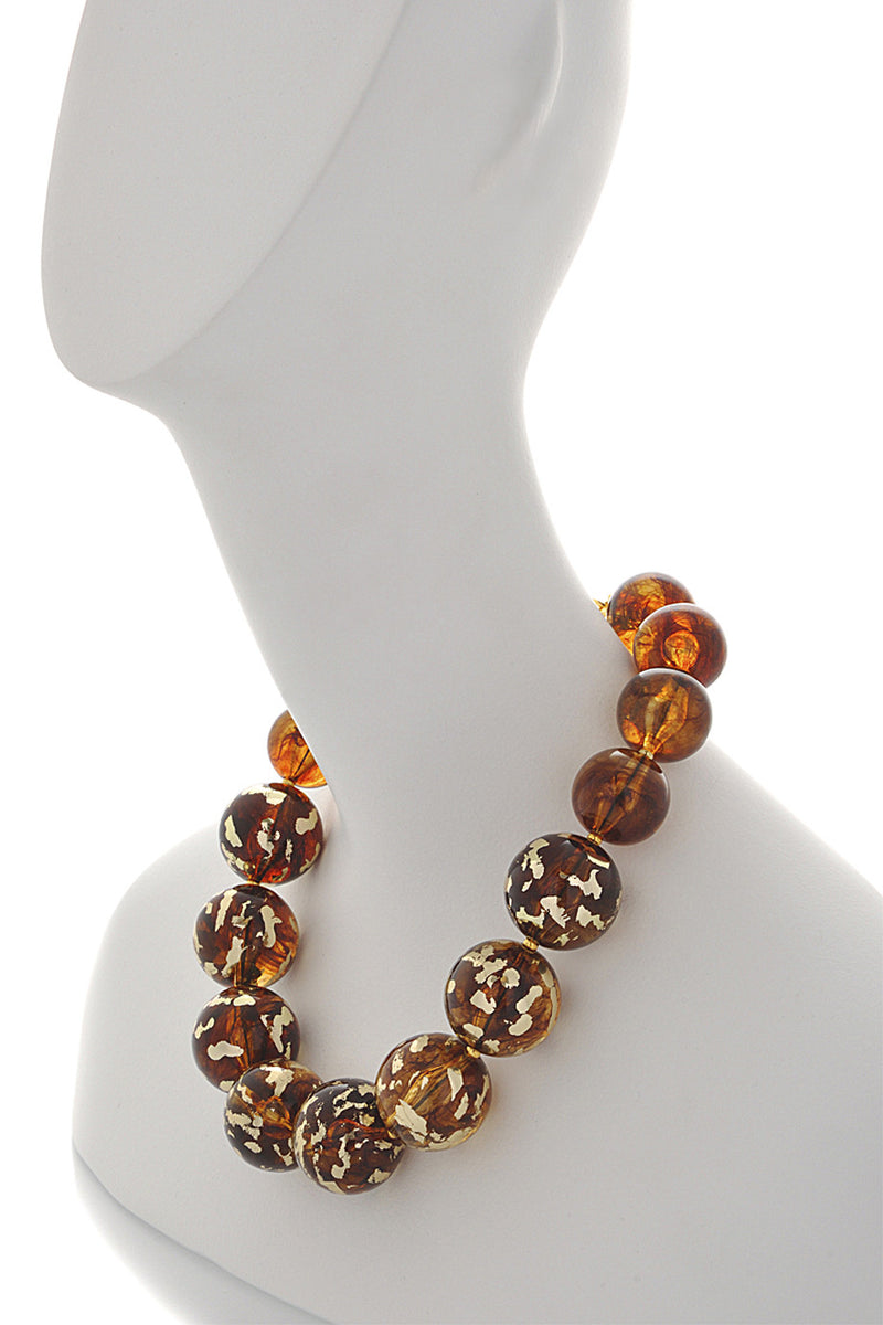 KENNETH JAY LANE TORTOISE Gold Beads Necklace