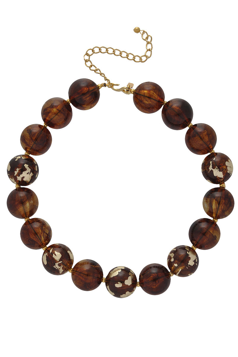 KENNETH JAY LANE TORTOISE Gold Scraped Beads Necklace