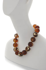 KENNETH JAY LANE TORTOISE Gold Scraped Beads Necklace