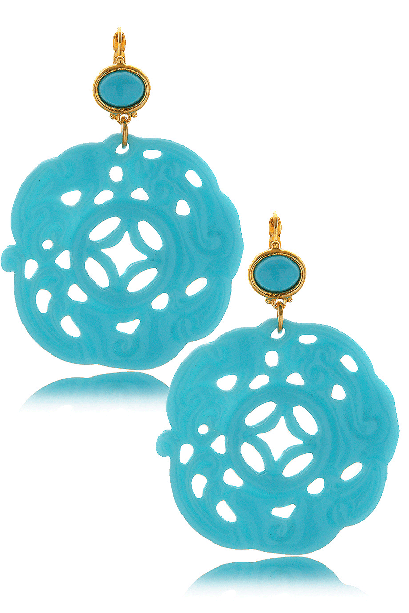 KENNETH JAY LANE Turquoise Carved Earrings