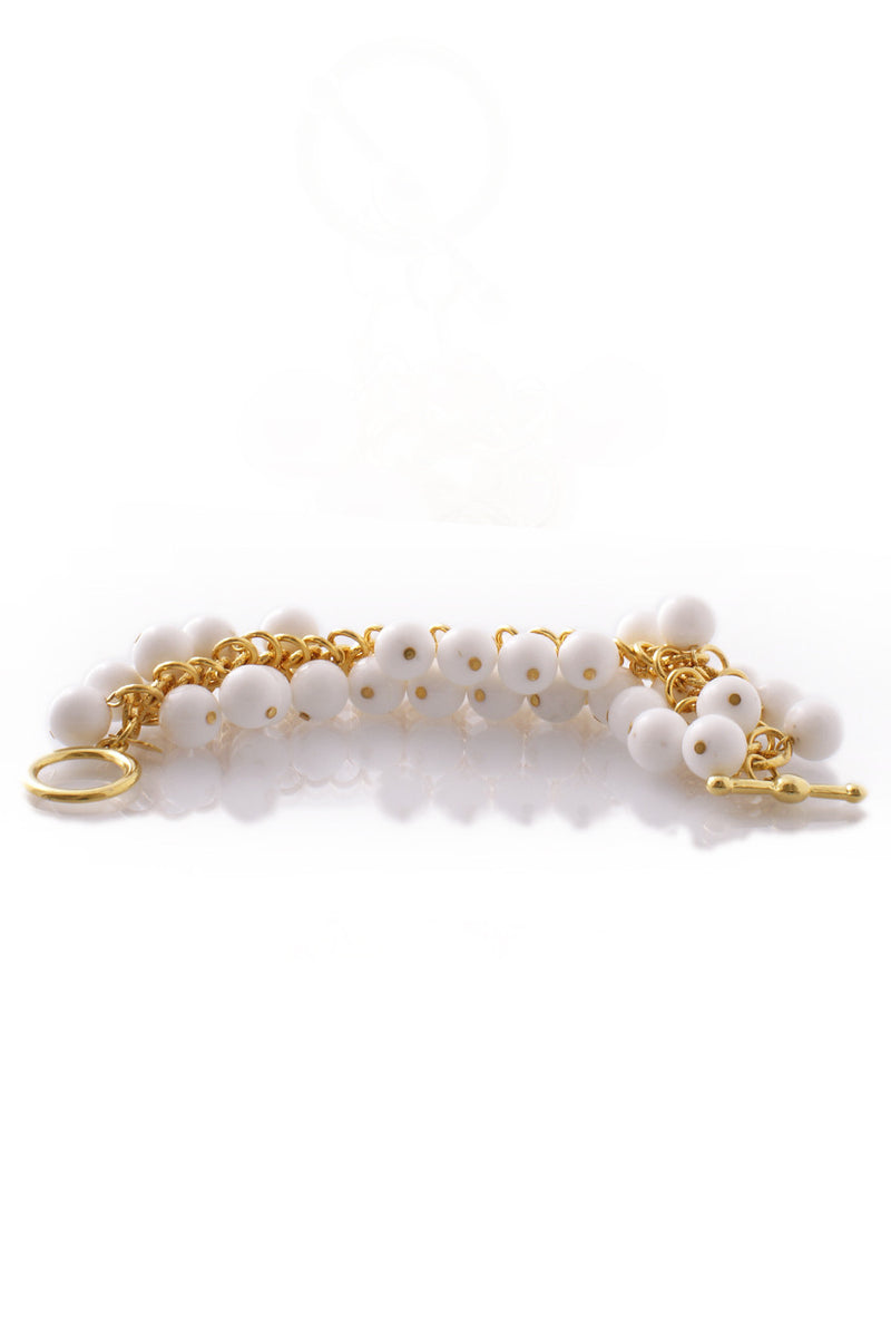KENNETH JAY LANE White Cluster Beads Bracelet