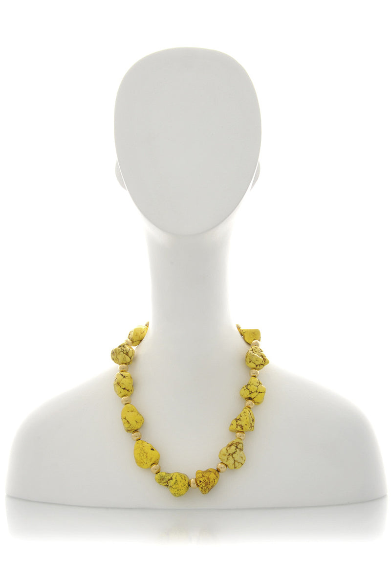 KENNETH JAY LANE YELLOW STONE Gold Nugget Necklace
