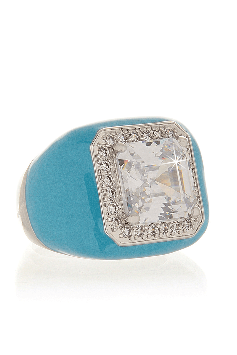 KENNETH JAY LANE ZIRCONIA Turquoise Crystal Cocktail Ring