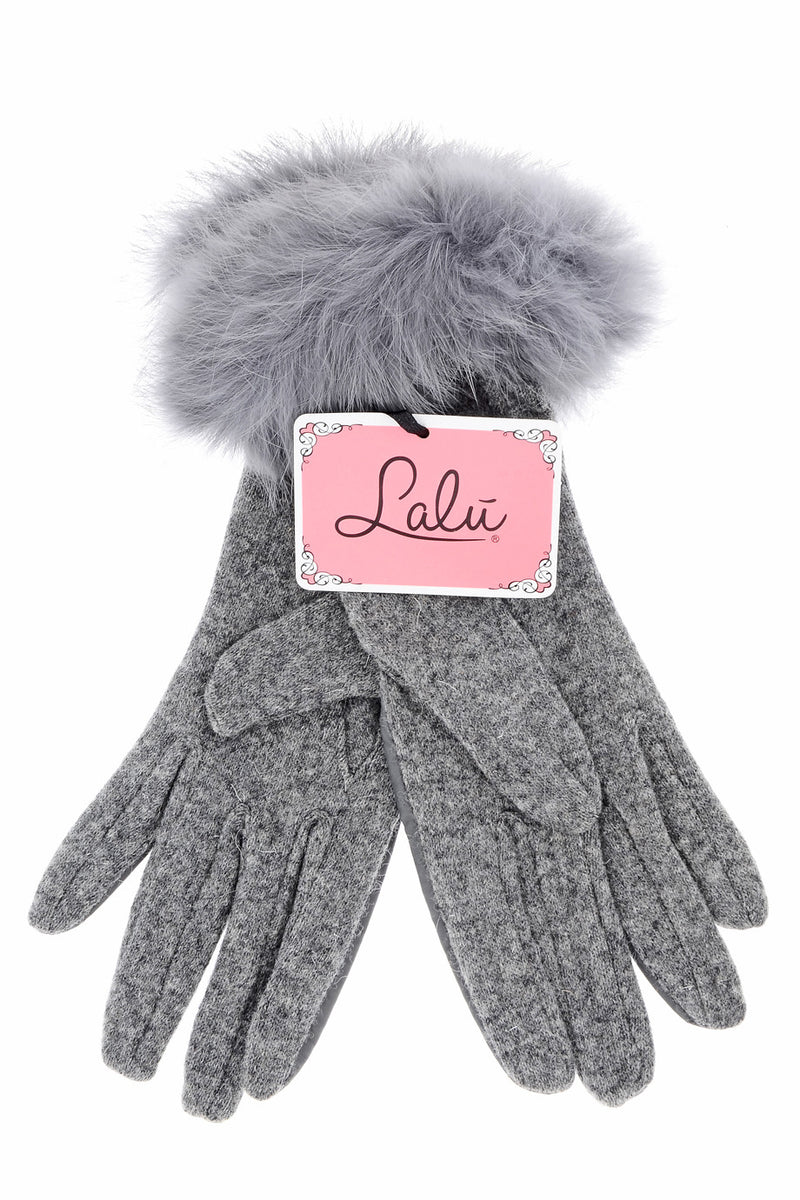 CHALET Grey Fur Wool Women Gloves