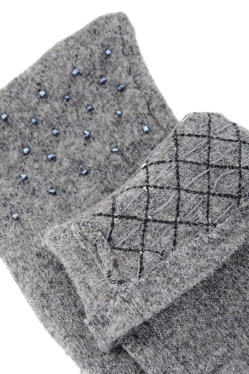 ERILIA Grey Beads Wool Women Gloves