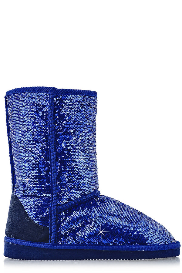 GLAMOROUS Blue Sequined Boots