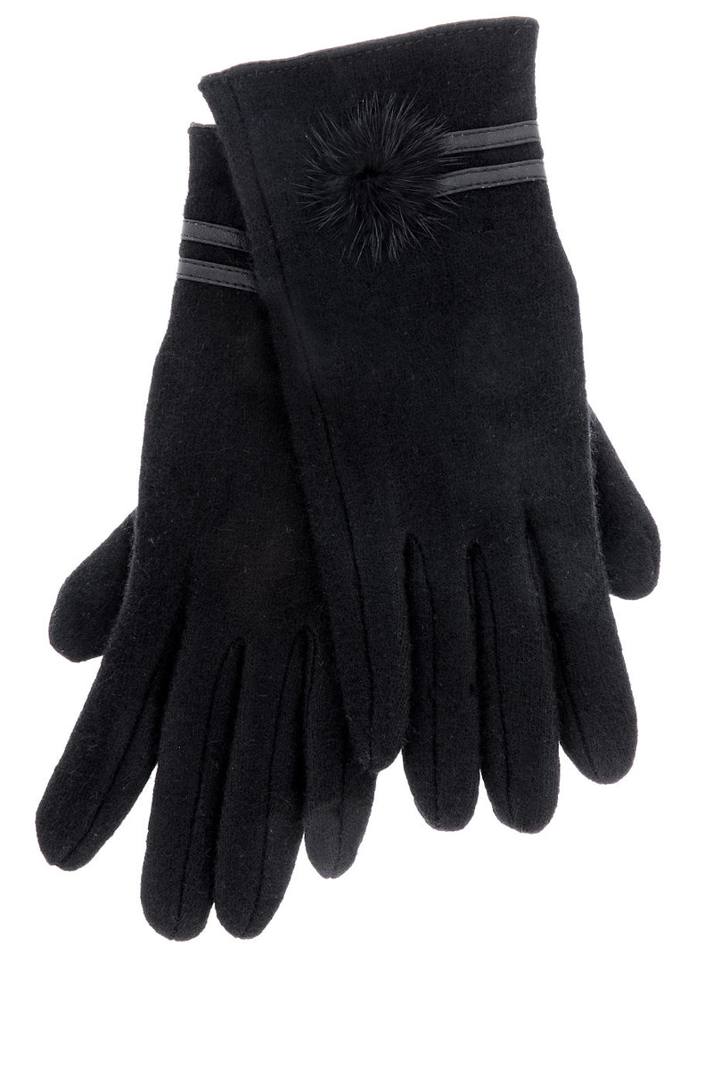 POPCORN Black Wool Women Gloves