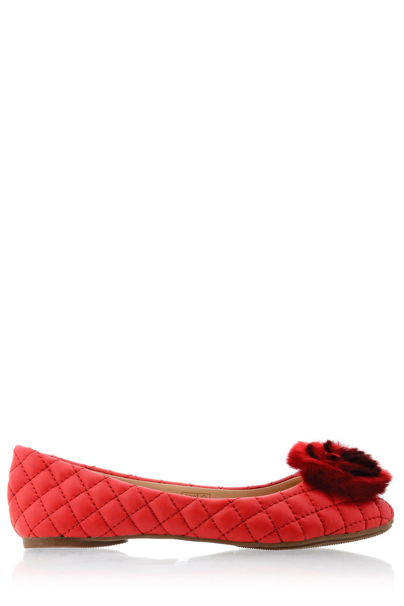 POPCORN Red Quilted Ballerinas