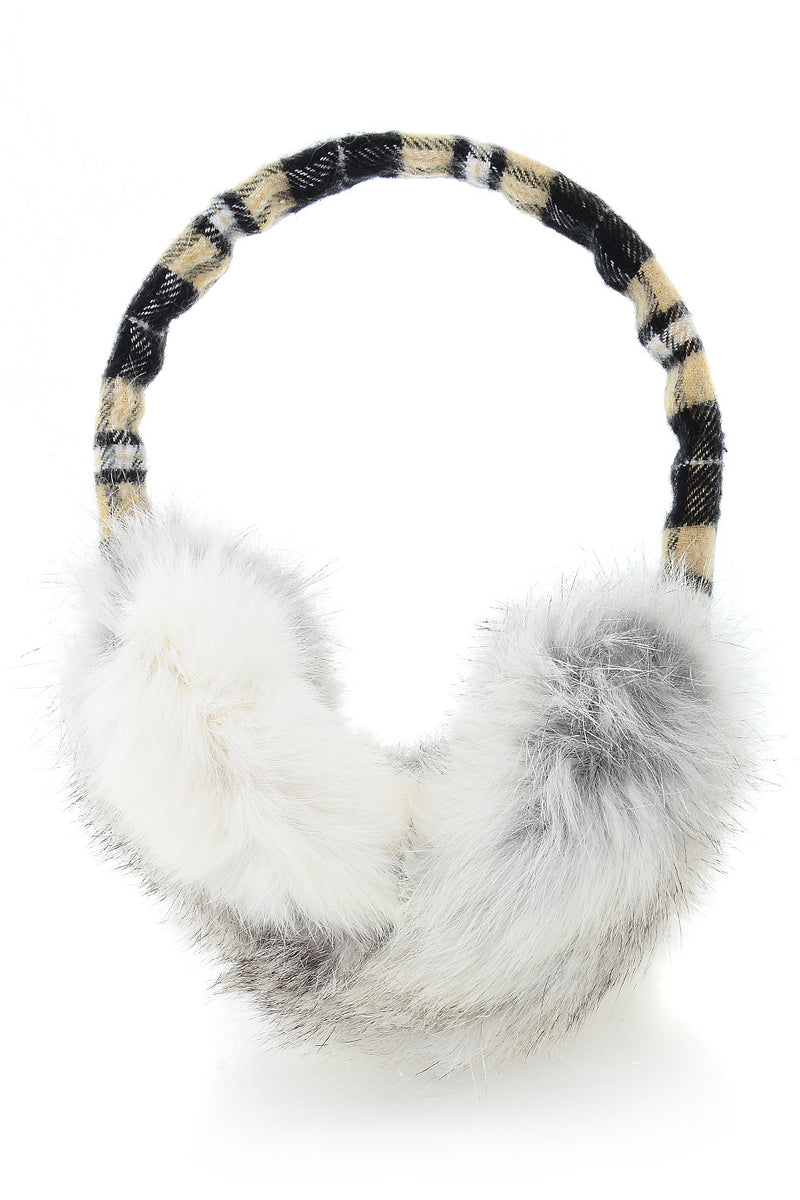 SCOTTISH Beige Rabbit Fur Women Earmuffs