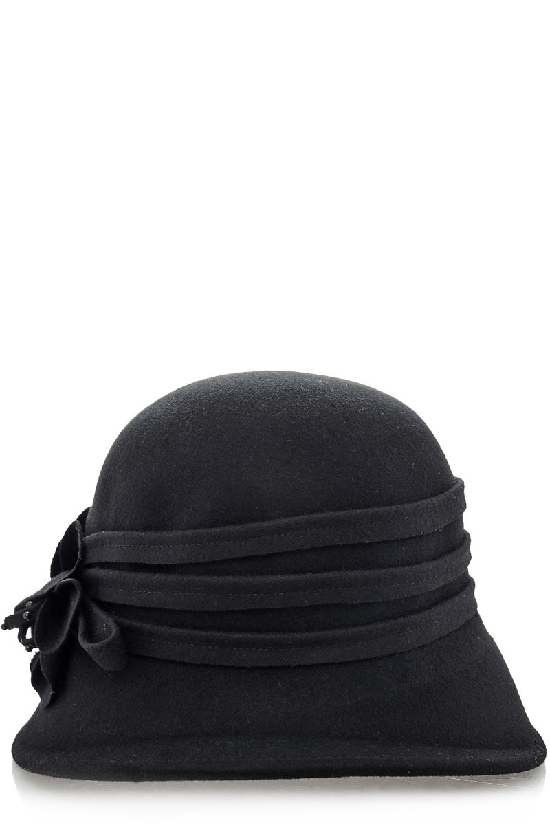 ESTELLA Black Flower Cloche Hat