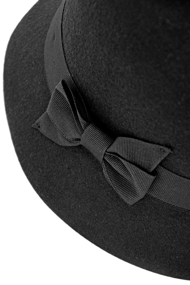 JUNIPER Black Bow Cloche Hat