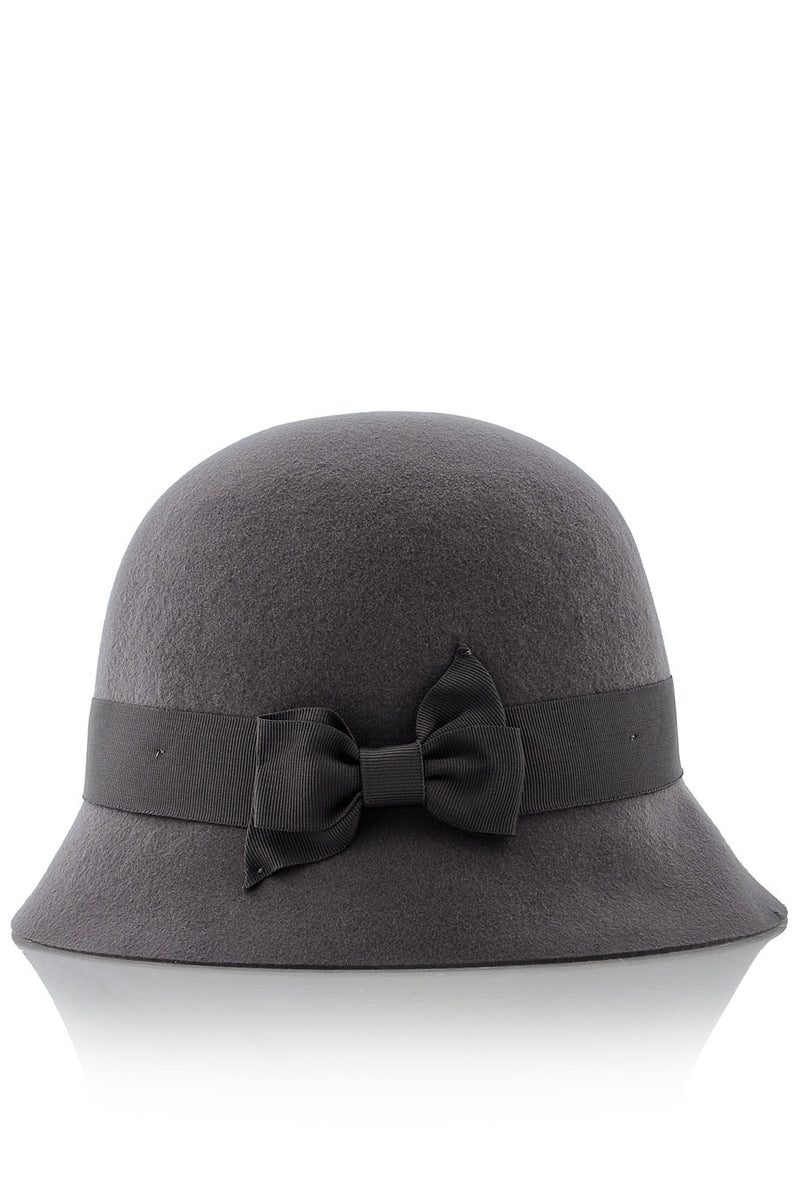 JUNIPER Grey Bow Cloche Hat
