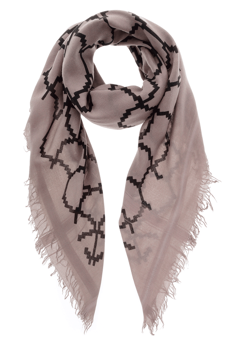 ROME Taupe Black Wool Woman Scarf