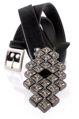 LK DESIGNS LILIA Black Crystal Suede Leather Belt