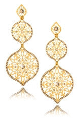 LK DESIGNS BELL Gold Crystal Earrings