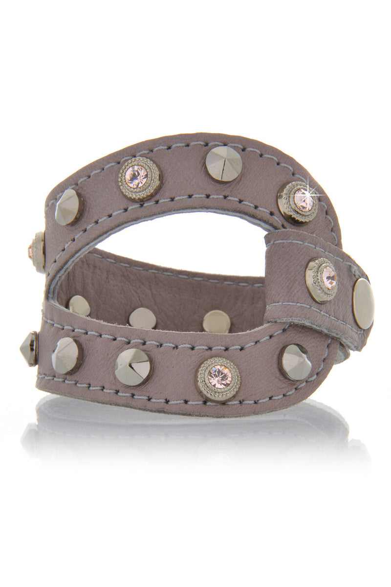 LK DESIGNS BORIS Leather Crystal Wristband Bracelet