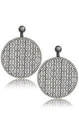 LK DESIGNS EMPIRE Grey Crystal Clip Earrings
