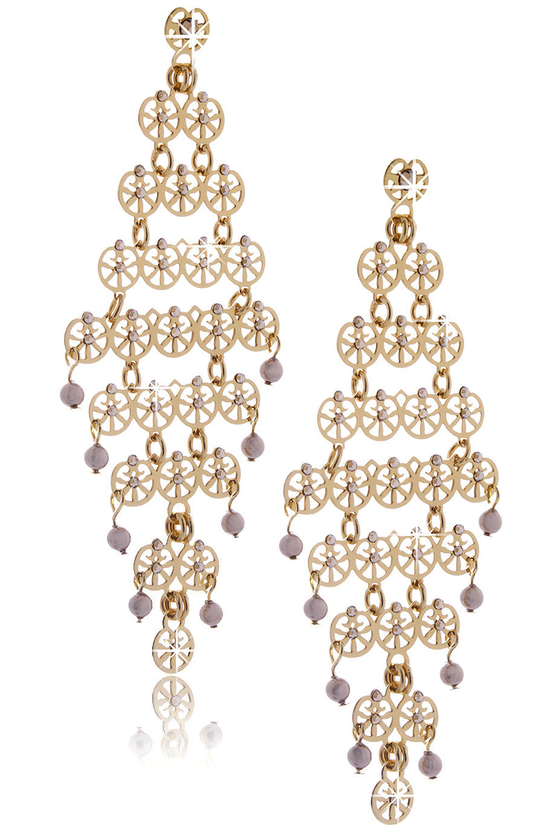 LK DESIGNS Gold Chandelier Earrings