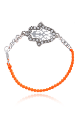 LK DESIGNS HAMSA Fluo Orange Cord Bracelet