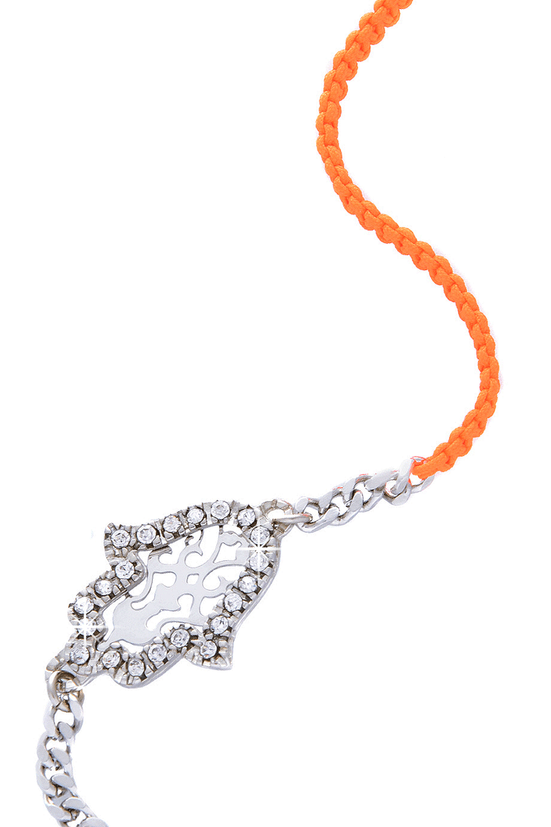 LK DESIGNS HAMSA Fluo Orange Cord Bracelet