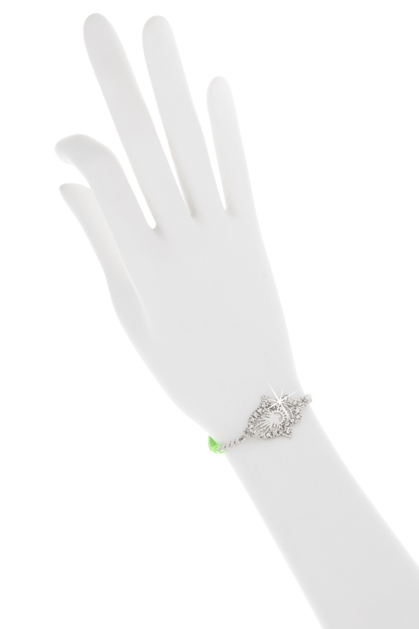 LK DESIGNS HAMSA Neon Green Cord Bracelet