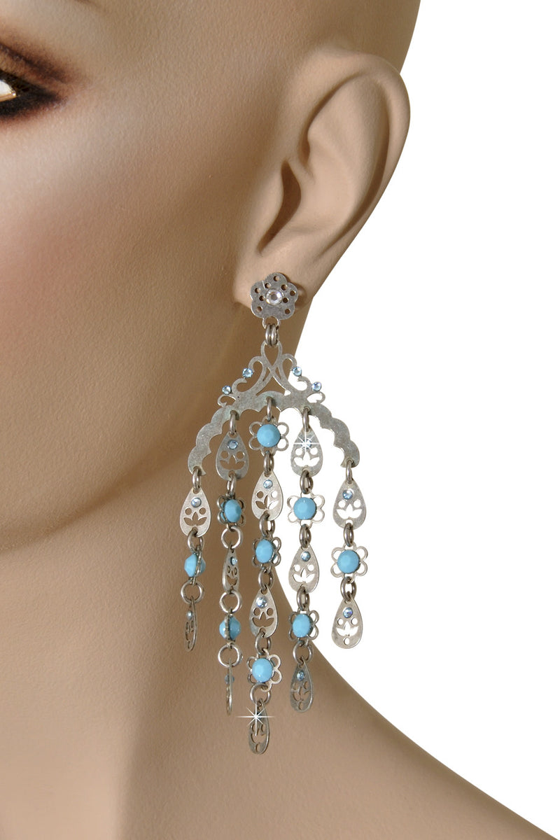 LK DESIGNS JULIA Light Blue Chandelier Earrings