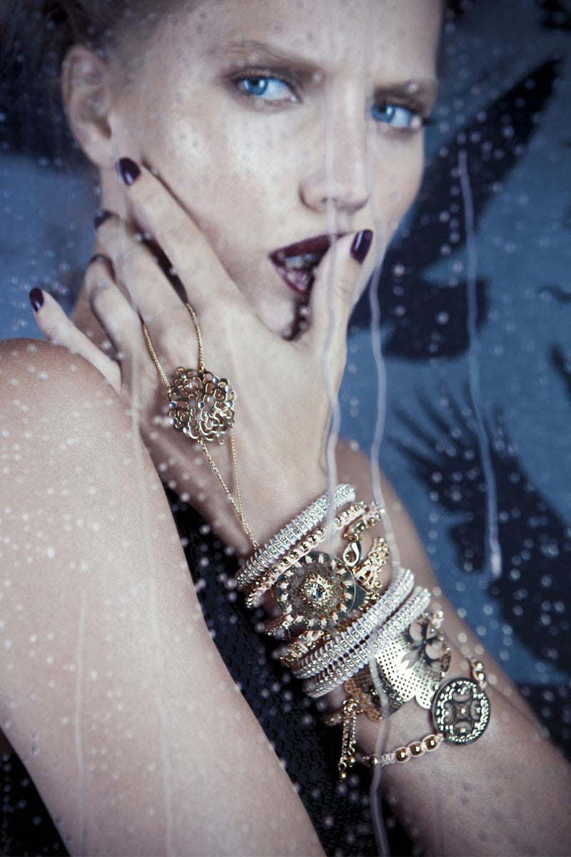 LK DESIGNS LELA Nude Woven Crystal Bracelet
