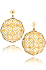 LK DESIGNS LUCIA Gold Round Earrings