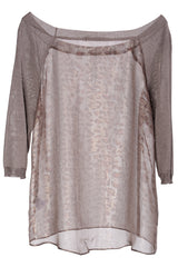 CYBELE Taupe Leopard Sheer Blouse